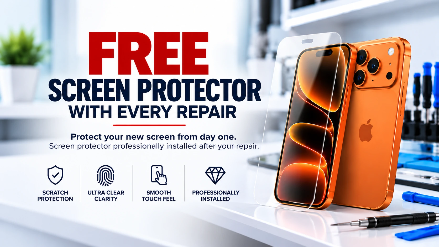 Free screen protector with every repair at Mobile Rescue Cronulla